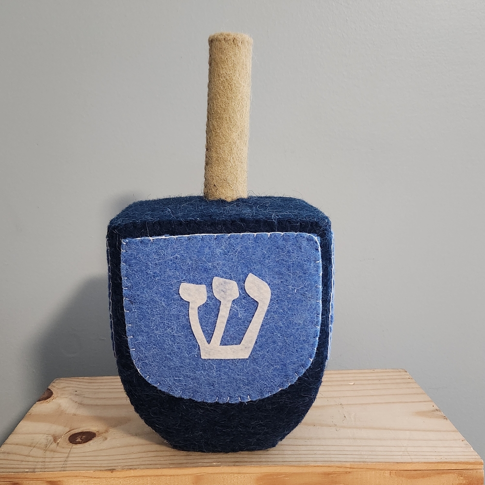 Blue Felt Dreidel Hanukkah Holiday Decoration NWT
